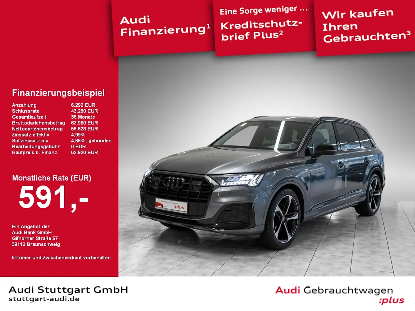 Audi Q7 S line 50 TDI quattro tiptronic ACC B&O AIR Grigio - 1