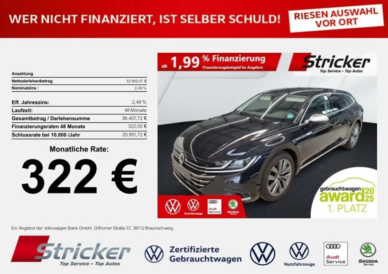 Volkswagen Arteon Shooting Brake 2.0TDI DSG 322,-ohne Anzahlung AHK Zwart - 2