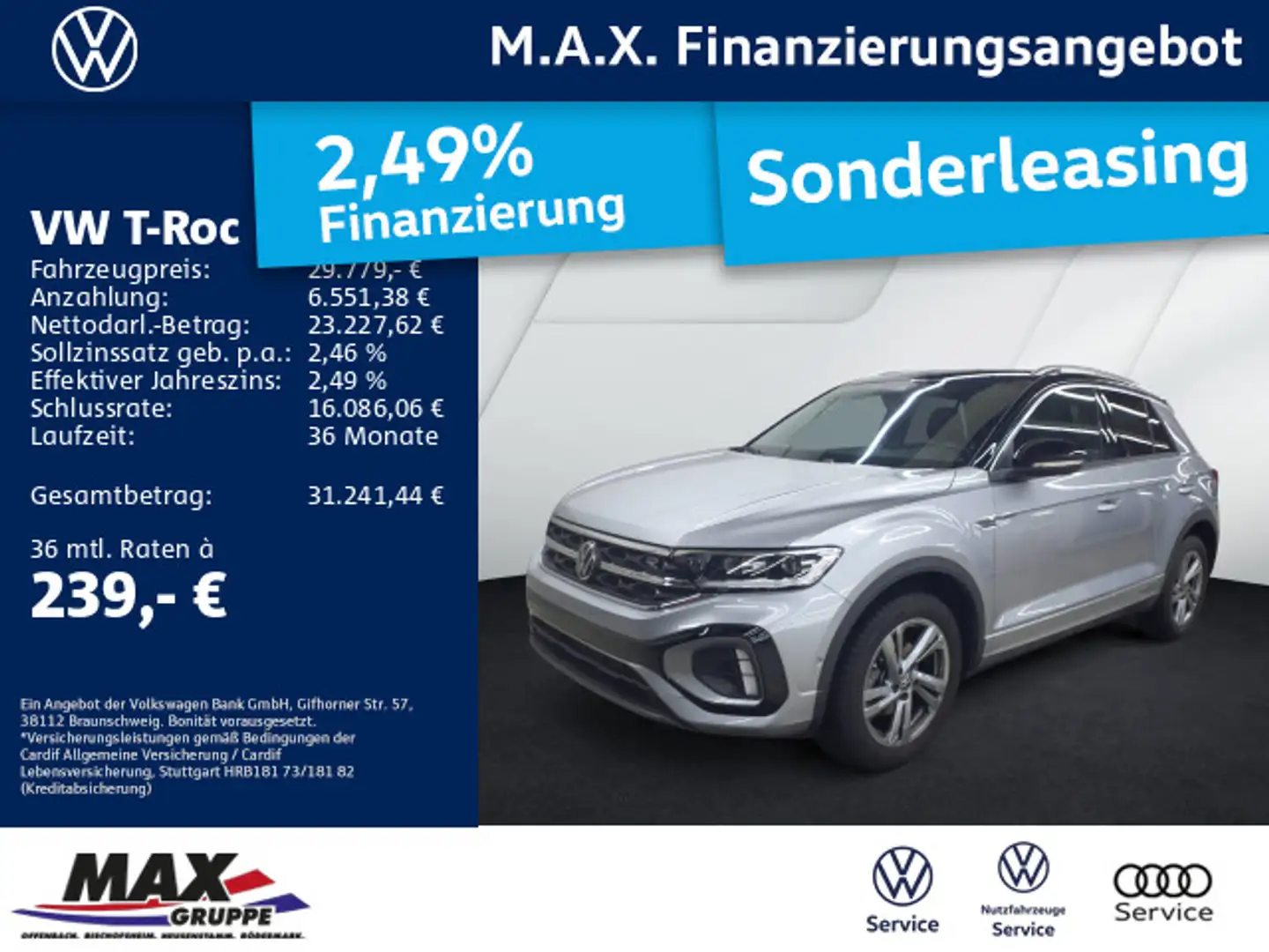Volkswagen T-Roc 1.5 TSI DSG R-LINE LED+NAVI+AHK+KAMERA+ACC Argent - 1