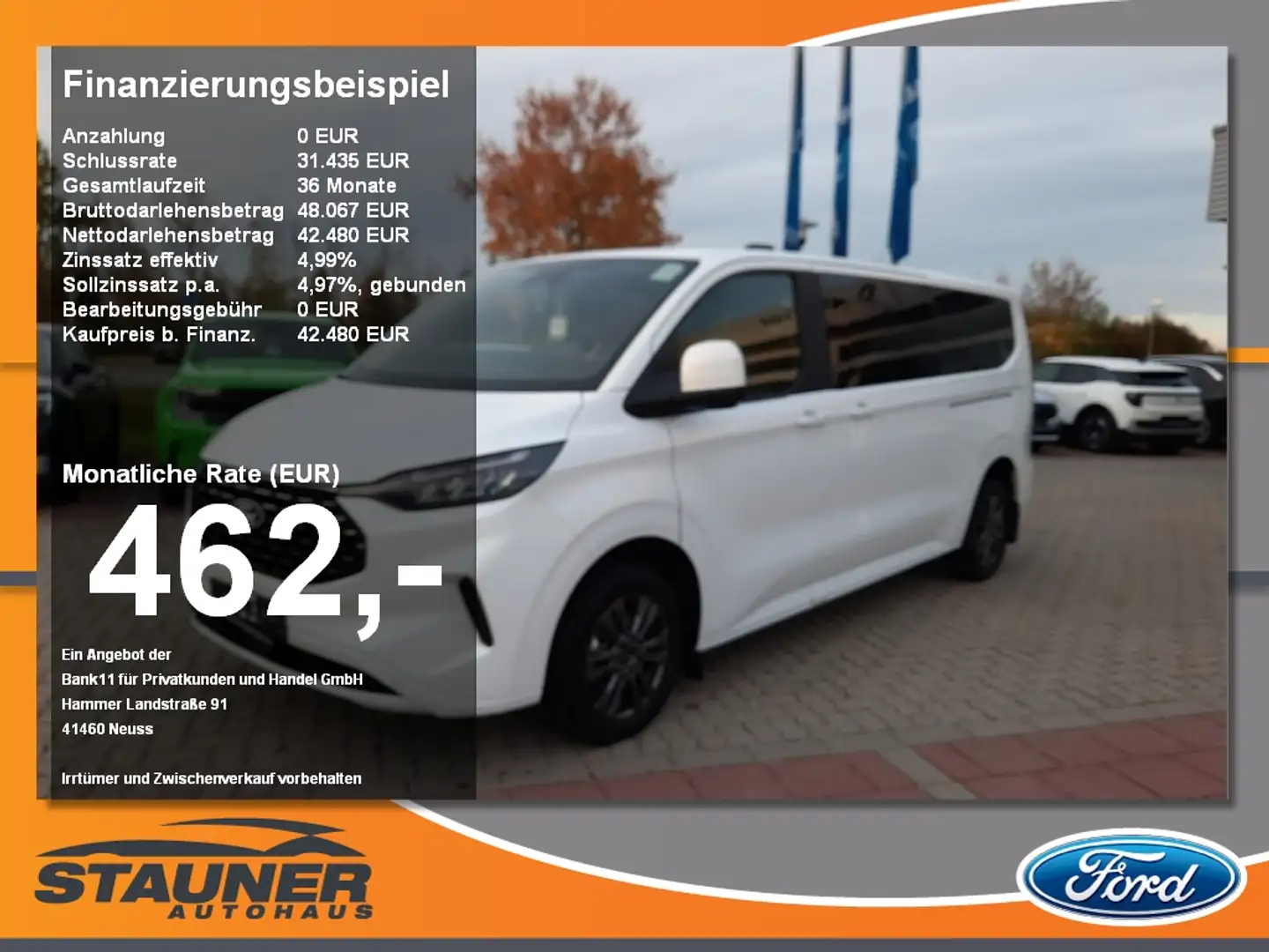Ford Tourneo Custom 320 L2 Titanium Navi AHK LED ACC Weiß - 1