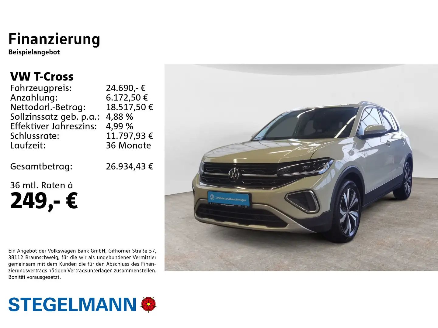 Volkswagen T-Cross 1.0 TSI DSG Facelift Style *Navi*LED*+3J Gris - 2