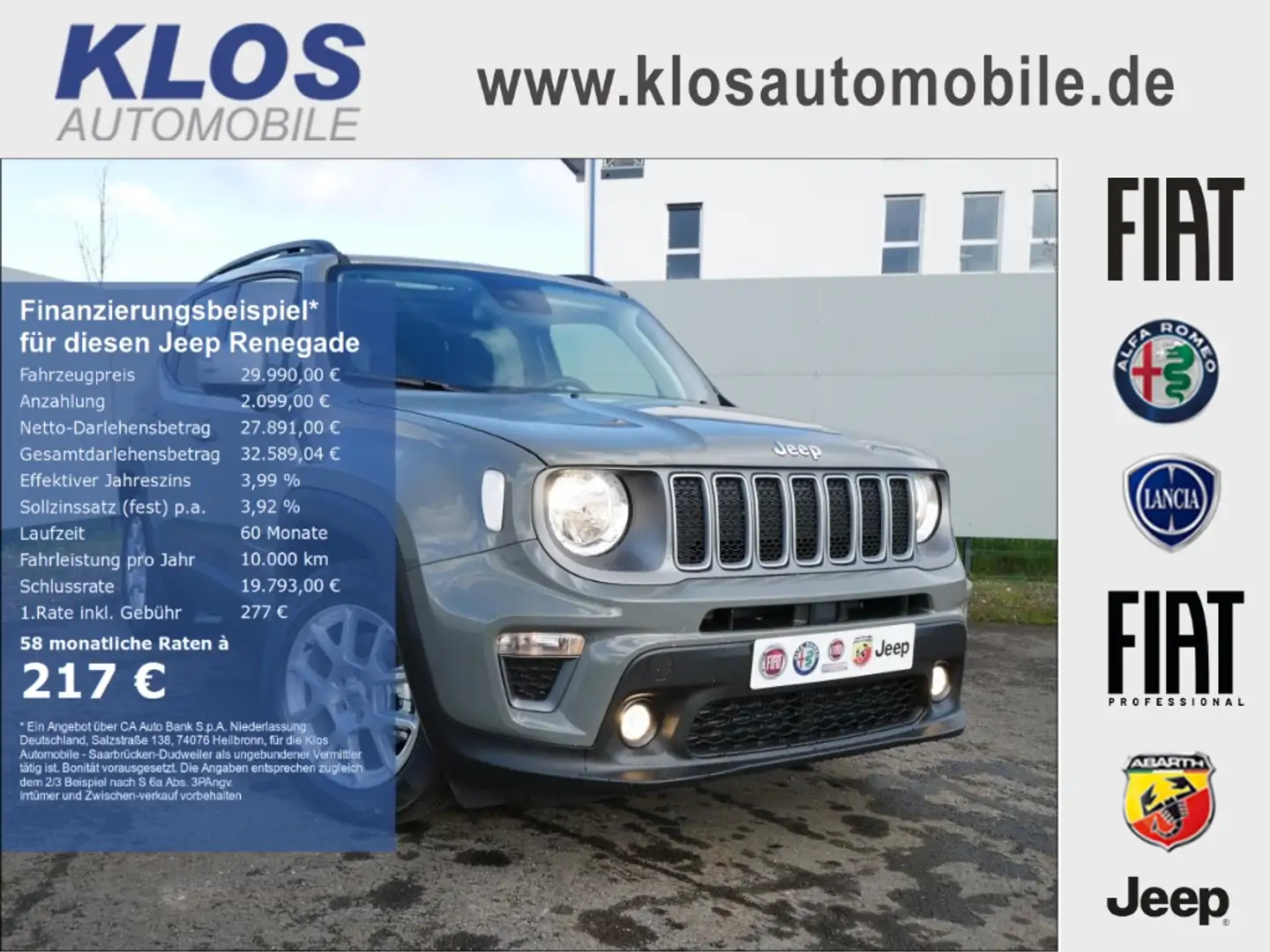 Jeep Renegade LIMITED e-HYBRID 1.5 GSE DCT NAVI PANORAMADACH Gris - 1