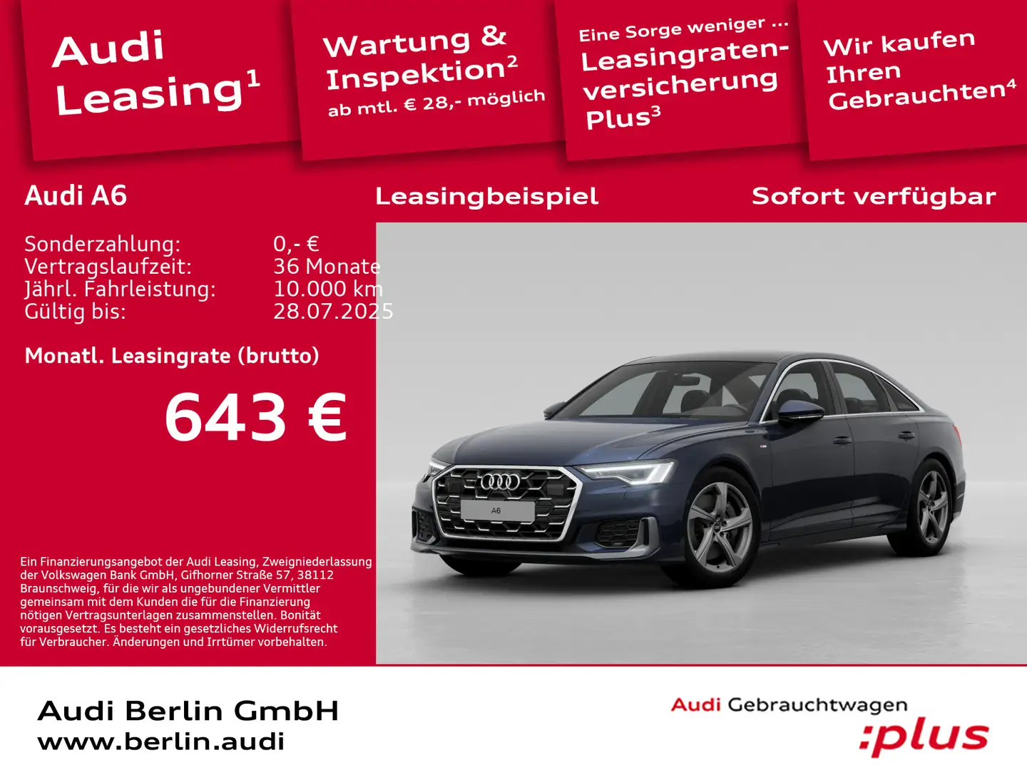 Audi A6 S line 55 TFSI qu.S tr. AHK MATRIX RFK PANO Blau - 1