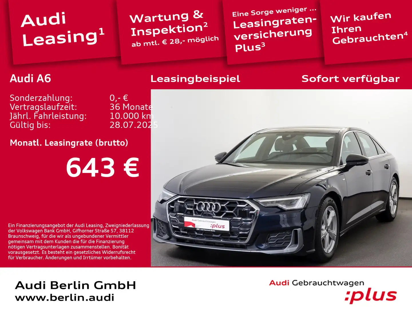 Audi A6 S line 55 TFSI qu.S tr. AHK MATRIX RFK PANO Blau - 1