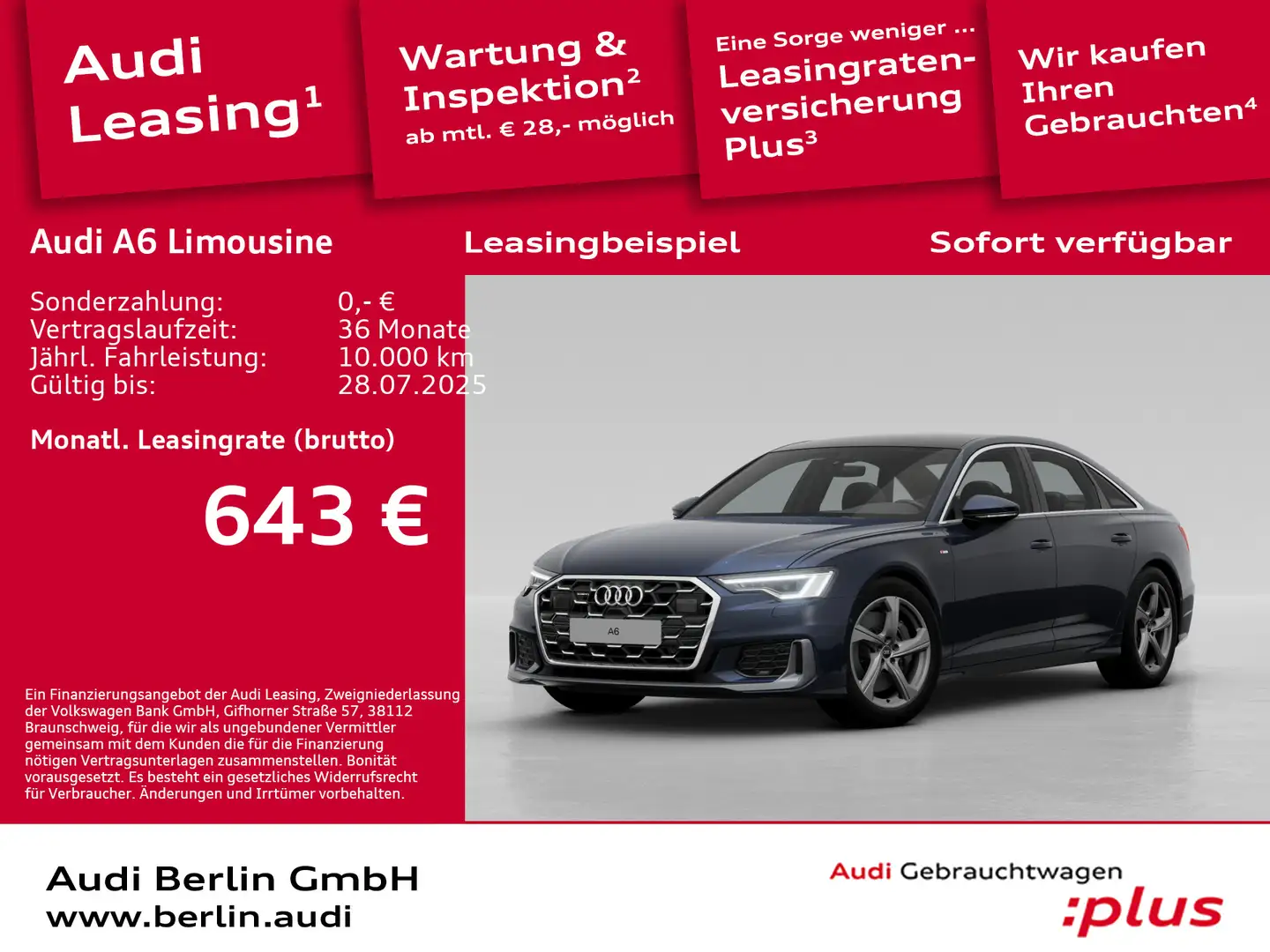 Audi A6 S line 55 TFSI quattro S tronic Blau - 1