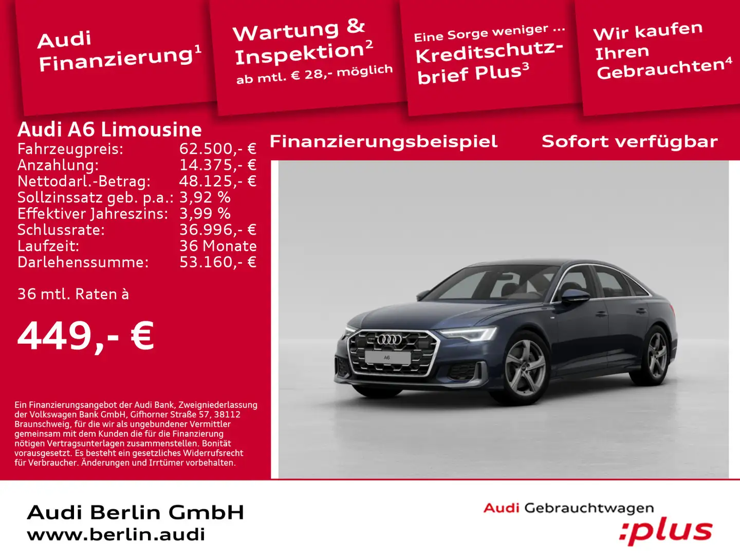 Audi A6 S line 55 TFSI quattro S tronic Blau - 1