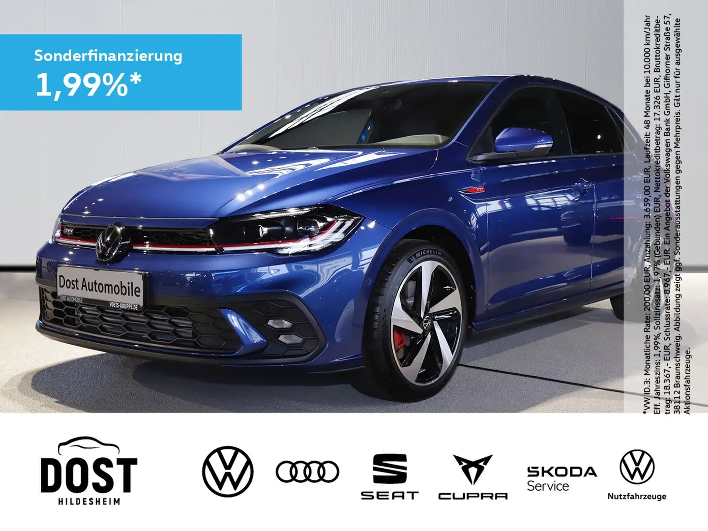 Volkswagen Polo GTI 2,0 l TSI DSG NAVI+KAMERA+ACC Blauw - 1
