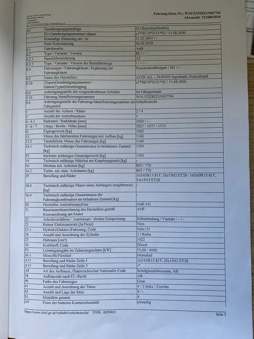 Audi A2 A2 1,4 TDI Silber - 1