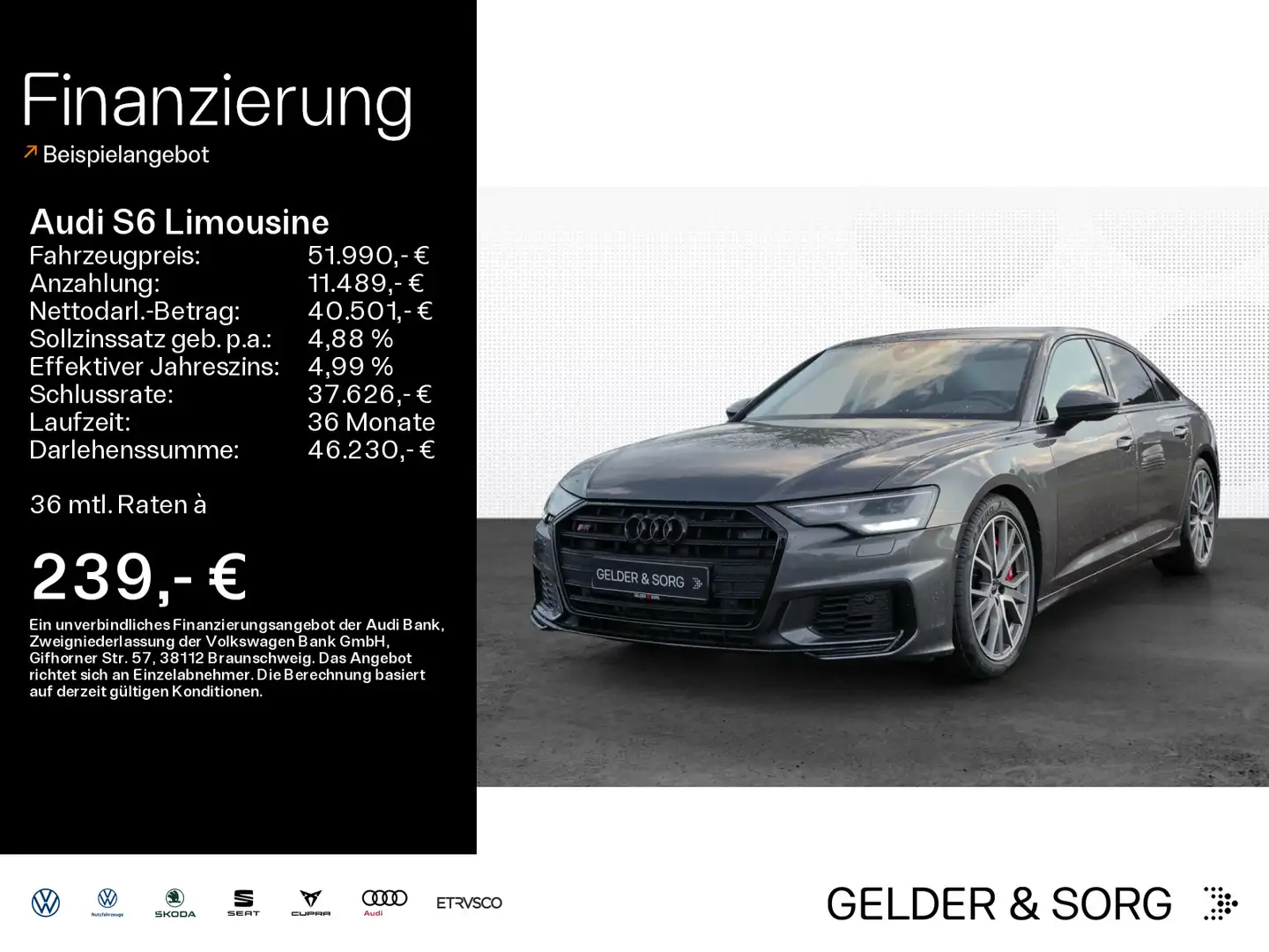 Audi S6 qu.*LED*AHK*20Z*Virtual*SOUND* Grijs - 1