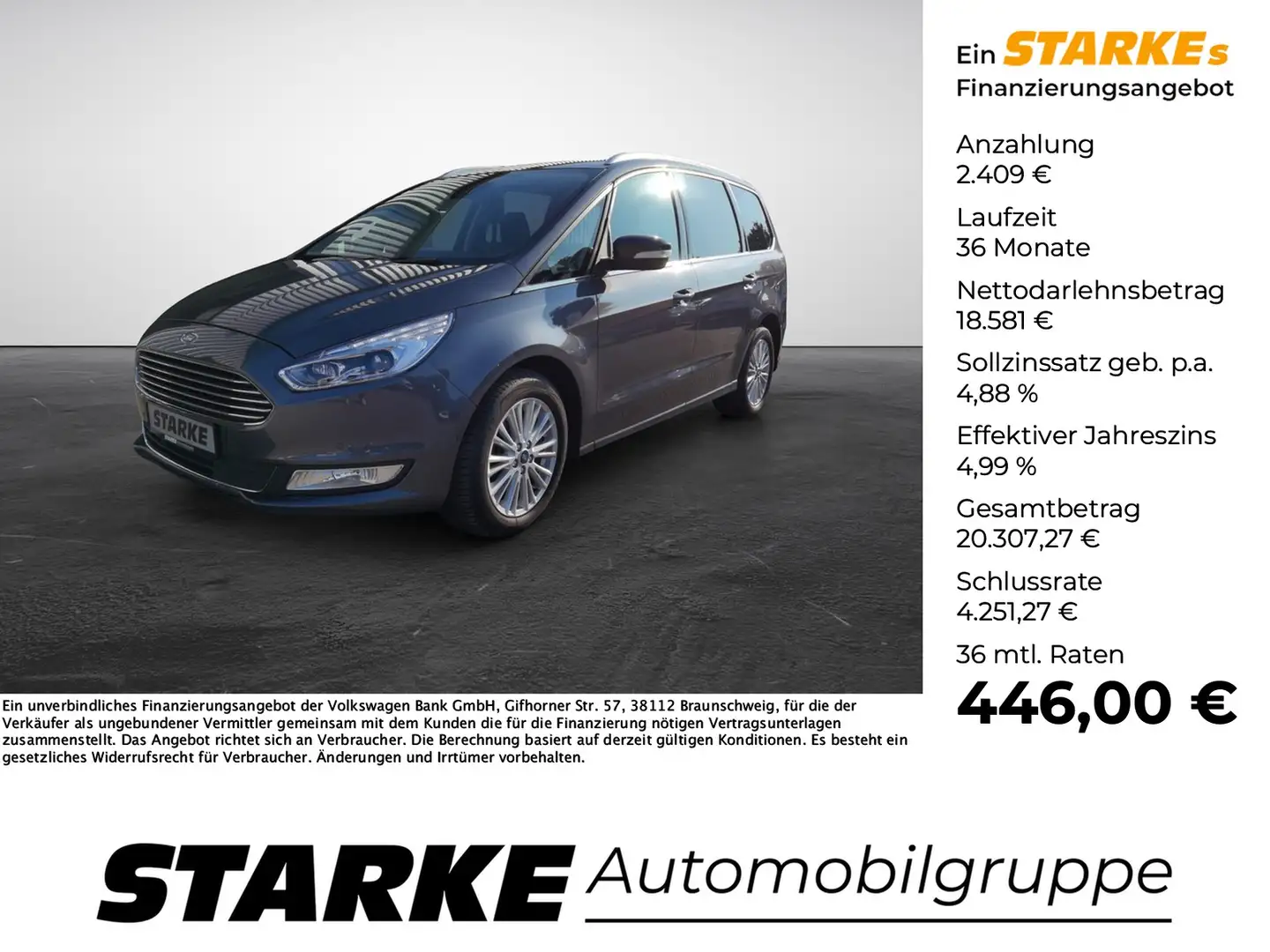 Ford Galaxy 2.0 TDCi Titanium Gris - 1