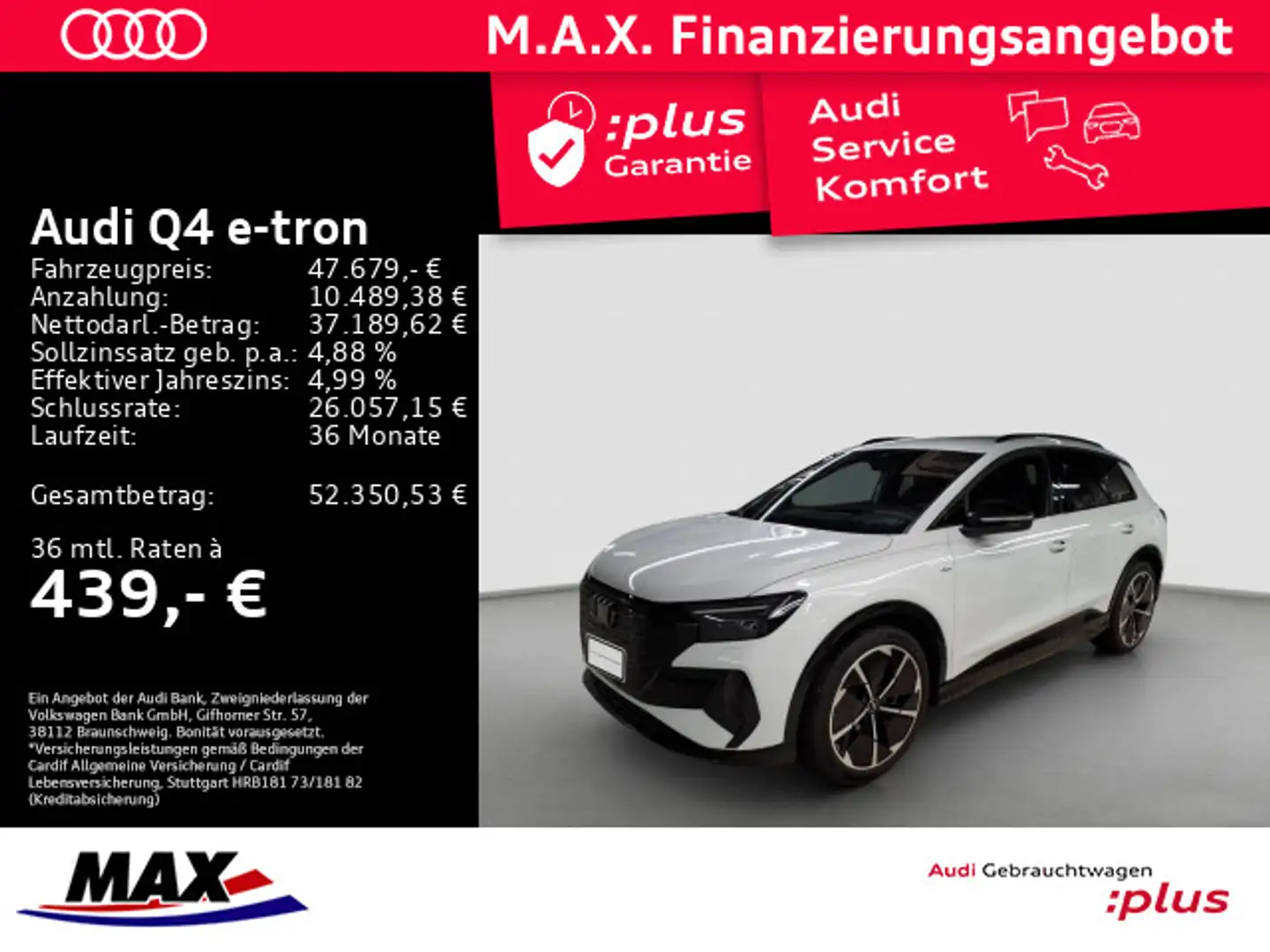 Audi Q4 e-tron 45 S LINE MATRIX+NAVI+AHK+KAMERA+ARHUD Weiß - 1