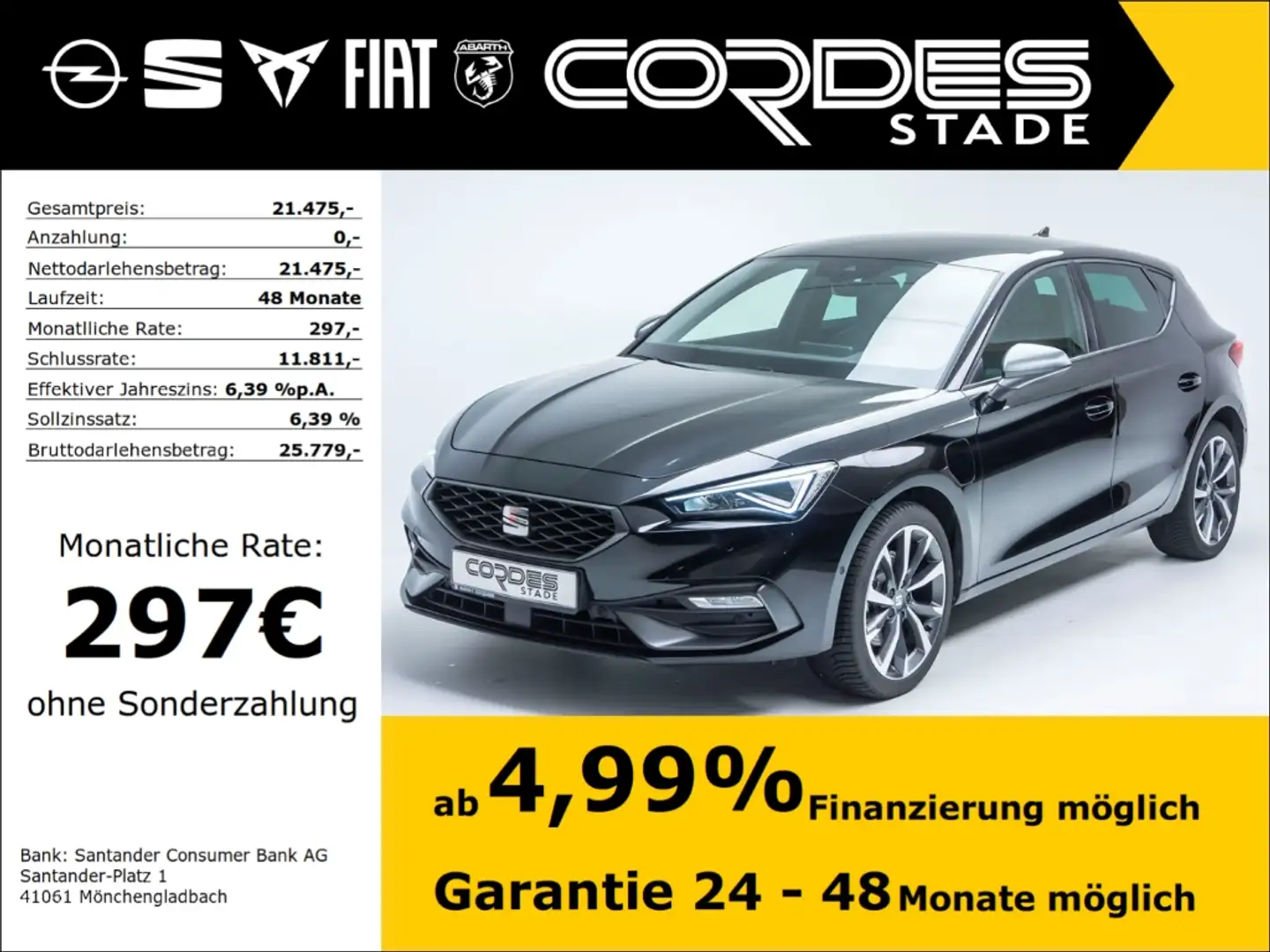 SEAT Leon FR e-HYBRID 1.4.  Verkehrszeichenerk. Rückfahrkam. Чёрный - 1