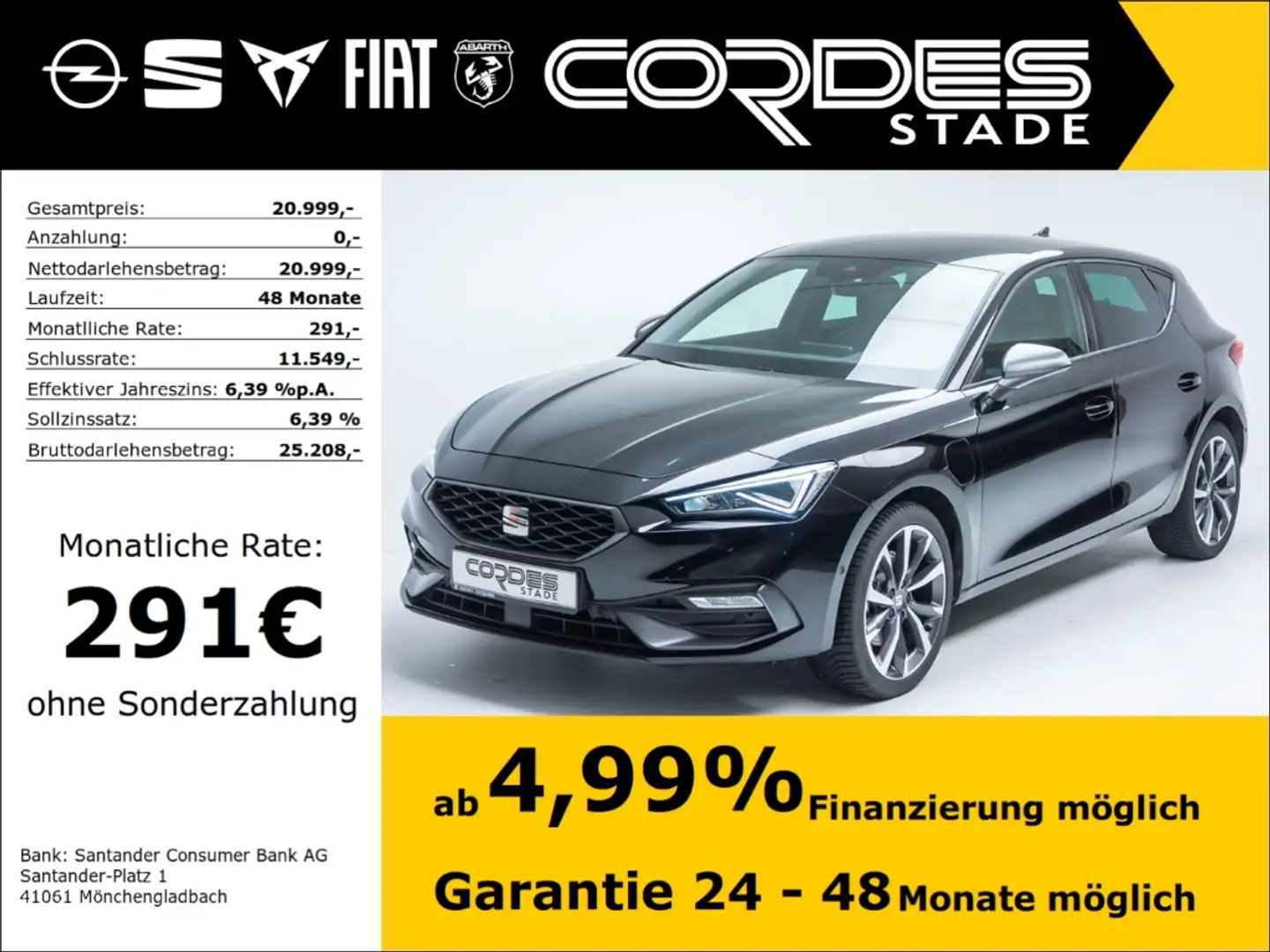 SEAT Leon FR e-HYBRID 1.4.  Verkehrszeichenerk. Rückfahrkam. Schwarz - 1
