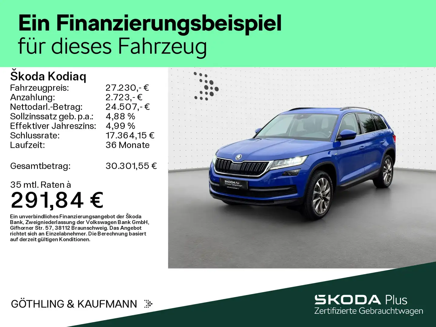 Skoda Kodiaq Ambition Clever 2.0 TDI DSG*NAVI*SHZ*LED* Bleu - 2