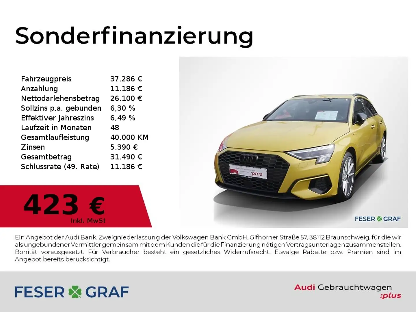 Audi A3 40 TFSI e S Line LED,Leder,AHK,ACC Gelb - 1