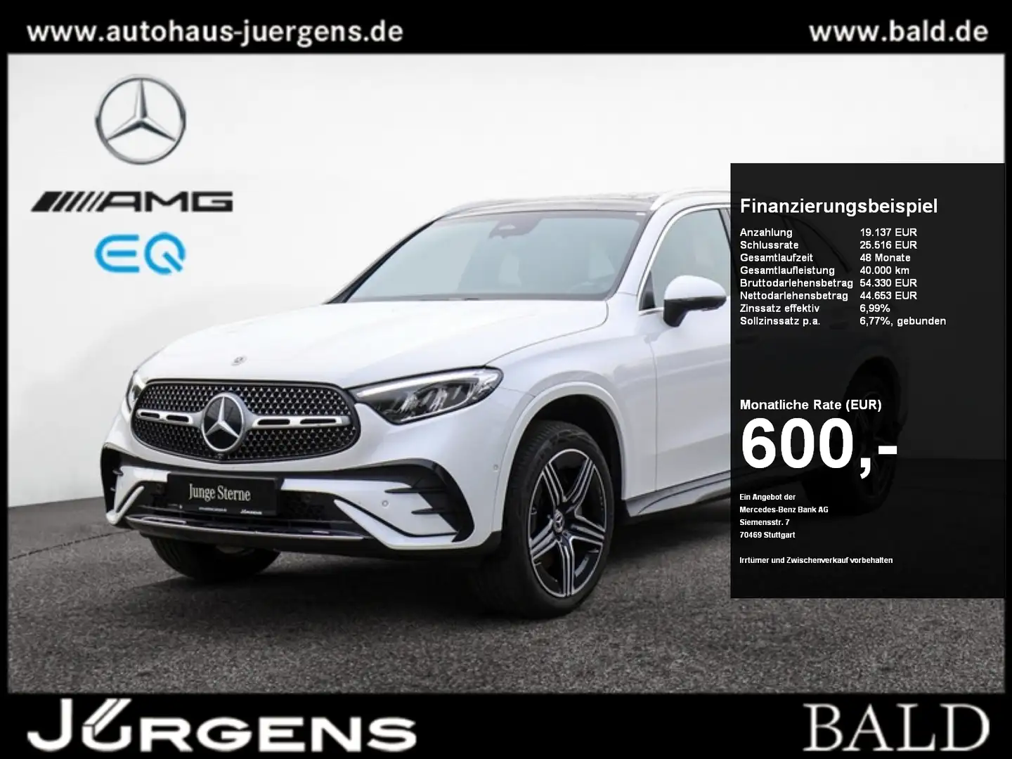 Mercedes-Benz GLC 300 de 4M AMG-Sport/Pano/AHK/Distr/Memo/20' Weiß - 1