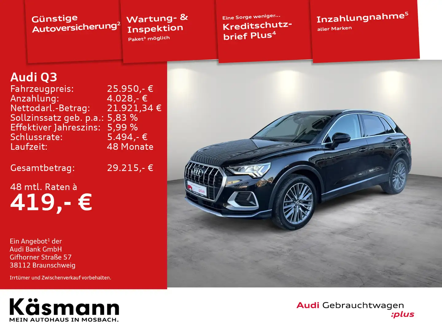 Audi Q3 advanced 35TDI MATRIX AHK KAM NAV VIRT ACC Schwarz - 2