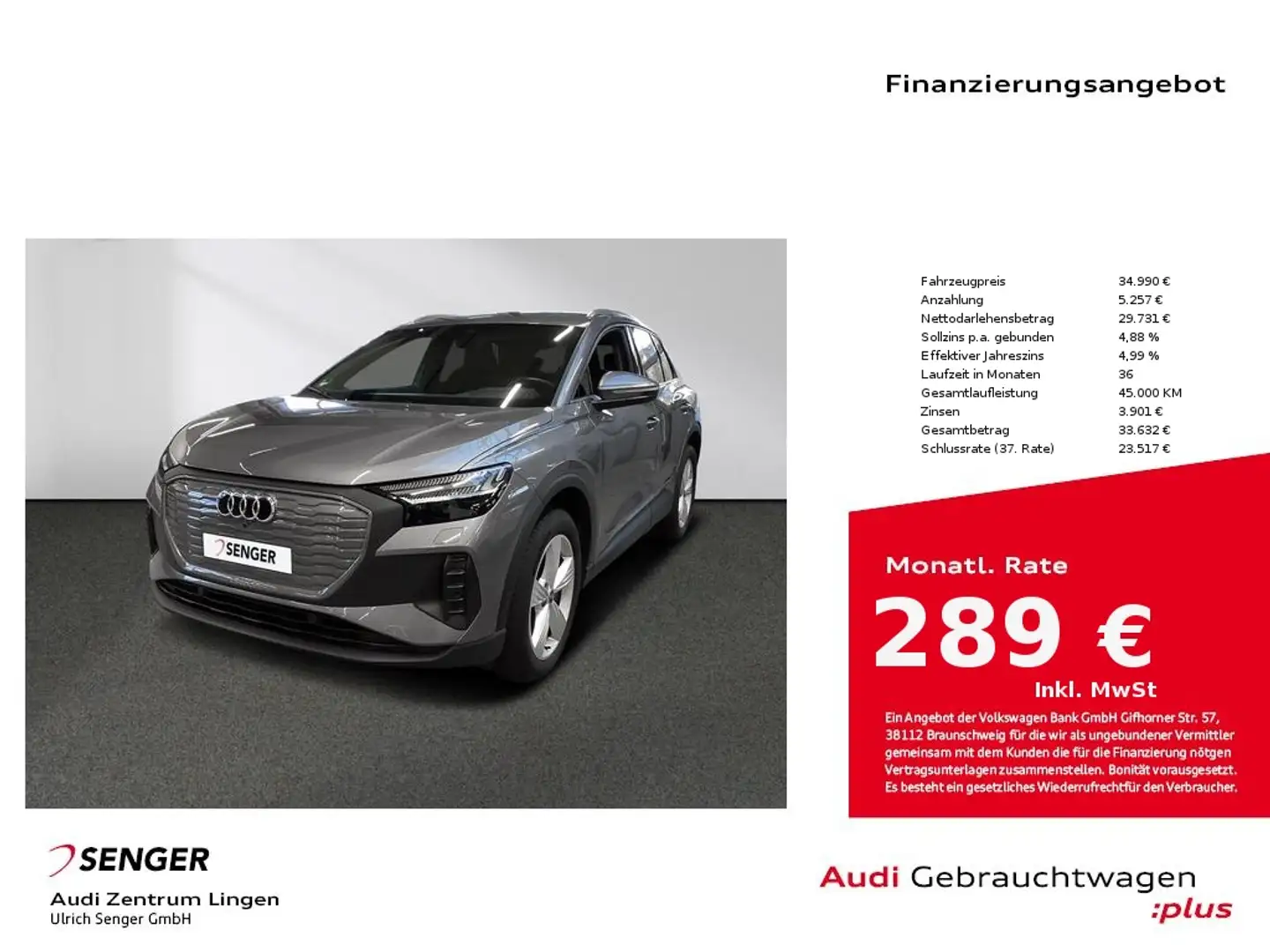 Audi Q4 e-tron 40 MMI Matrix-LED AHK Assistenz-Paket Grijs - 1