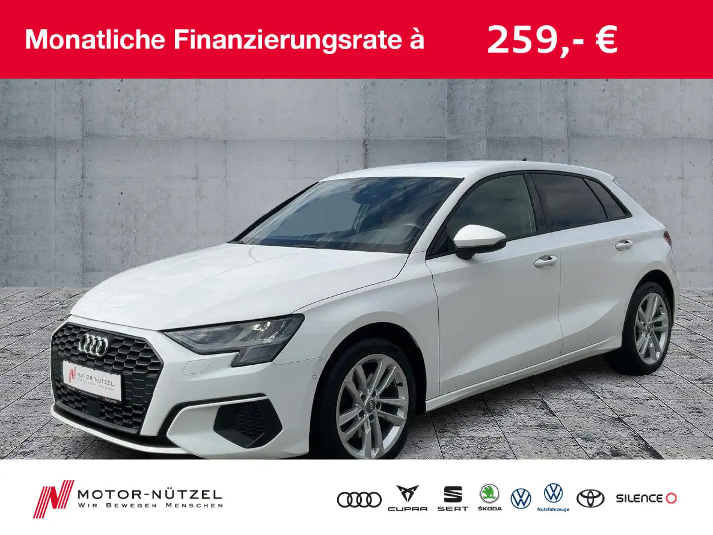 Audi A3 30 TFSI 2xPDC+GRA+DAB+SHZ+17"LM Blanc - 1