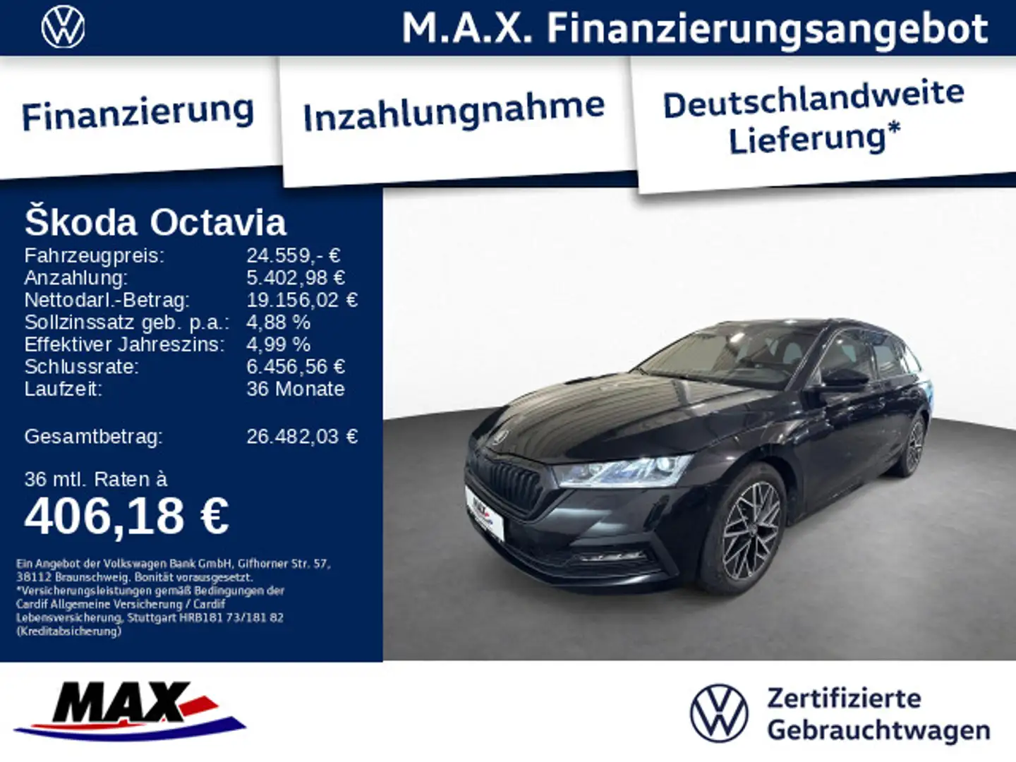 Skoda Octavia Combi 2.0 TDI DPF 4X4 STYLE LED+HUD+ACC+ Zwart - 1