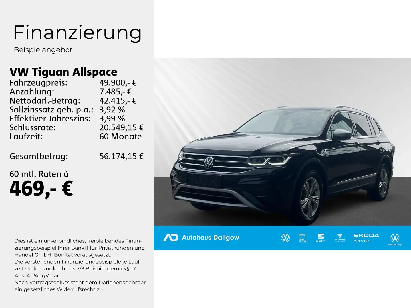 Volkswagen Tiguan Allspace Elegance 2,0 l TDI DSG LED+PDC++ Schwarz - 2