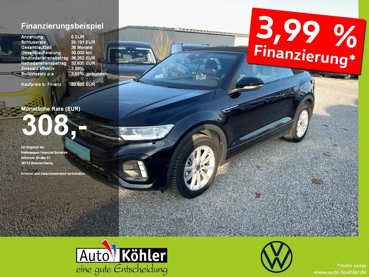 Volkswagen T-Roc Cabriolet R-Line TSi DSG Black/Matrix/ACC Schwarz - 1