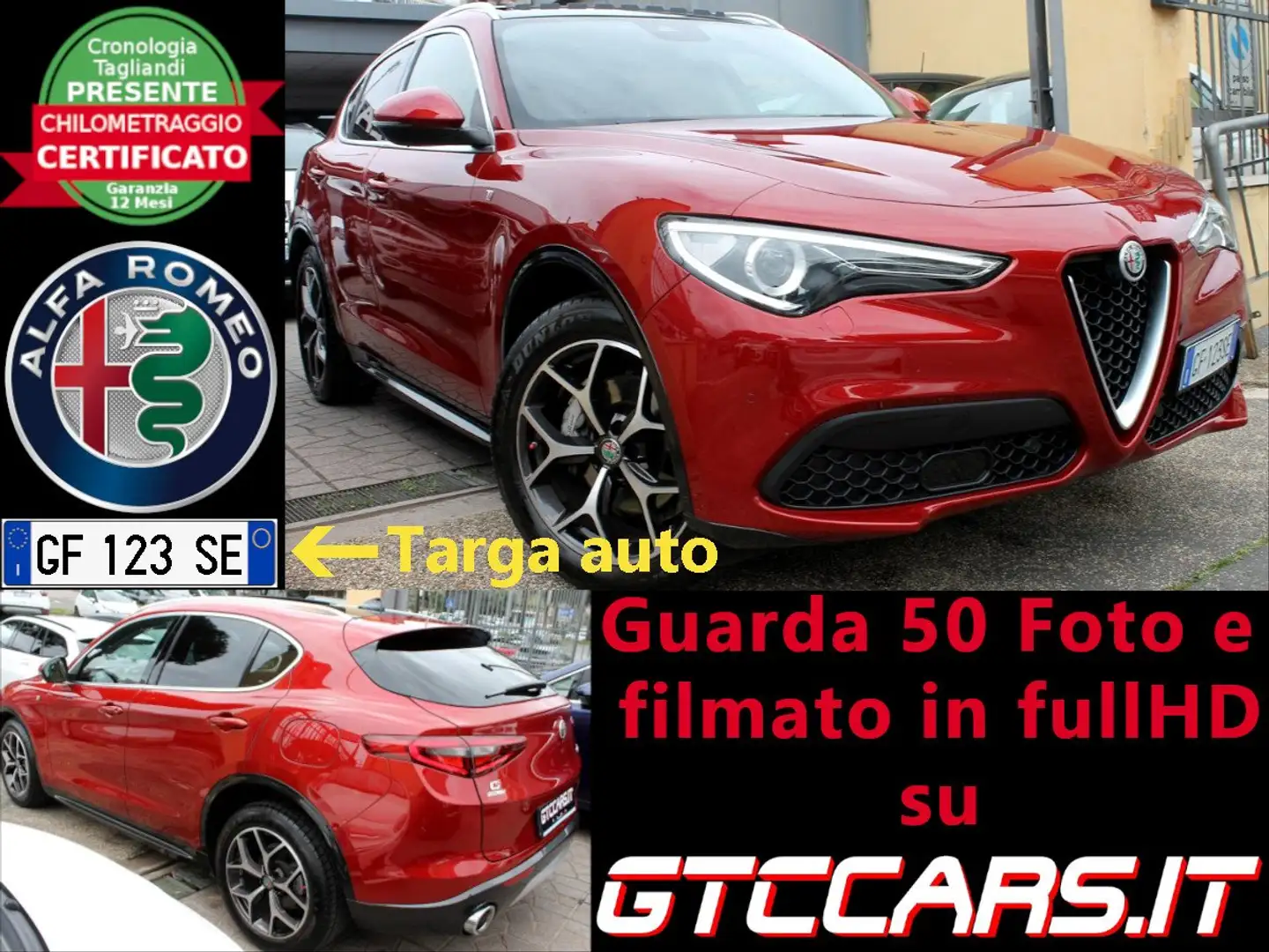 Alfa Romeo Stelvio 2.2 t 190cv Q4 TI Aut F1 Tetto UNIPRO IVA DEDUCIB. Rouge - 1