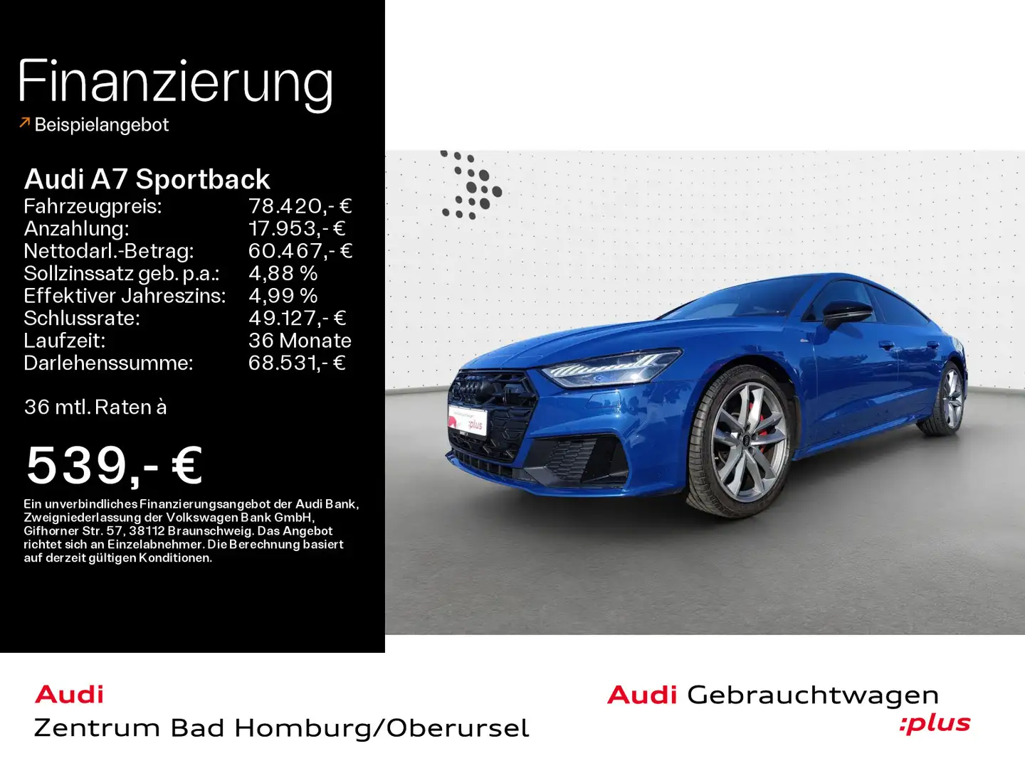 Audi A7 55 TFSI e quattro S line*Navi*Matri Blau - 1