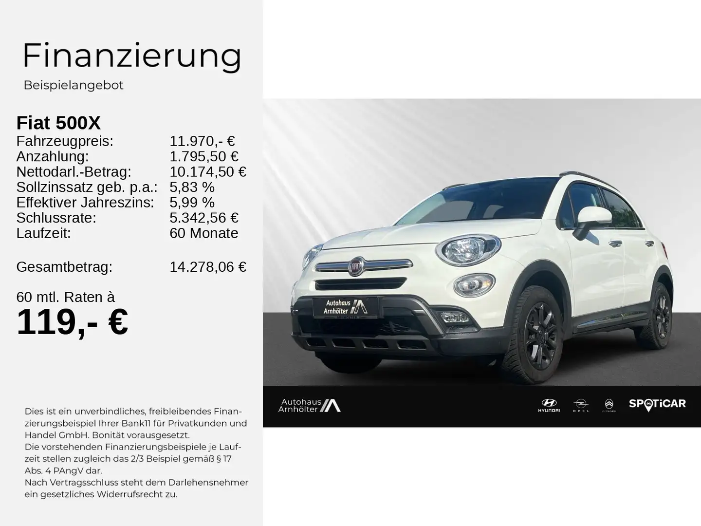 Fiat 500X 1.4MAIR 4X2 +Trekking+PDC+BLUETOOTH+BORDPC+ Weiß - 2