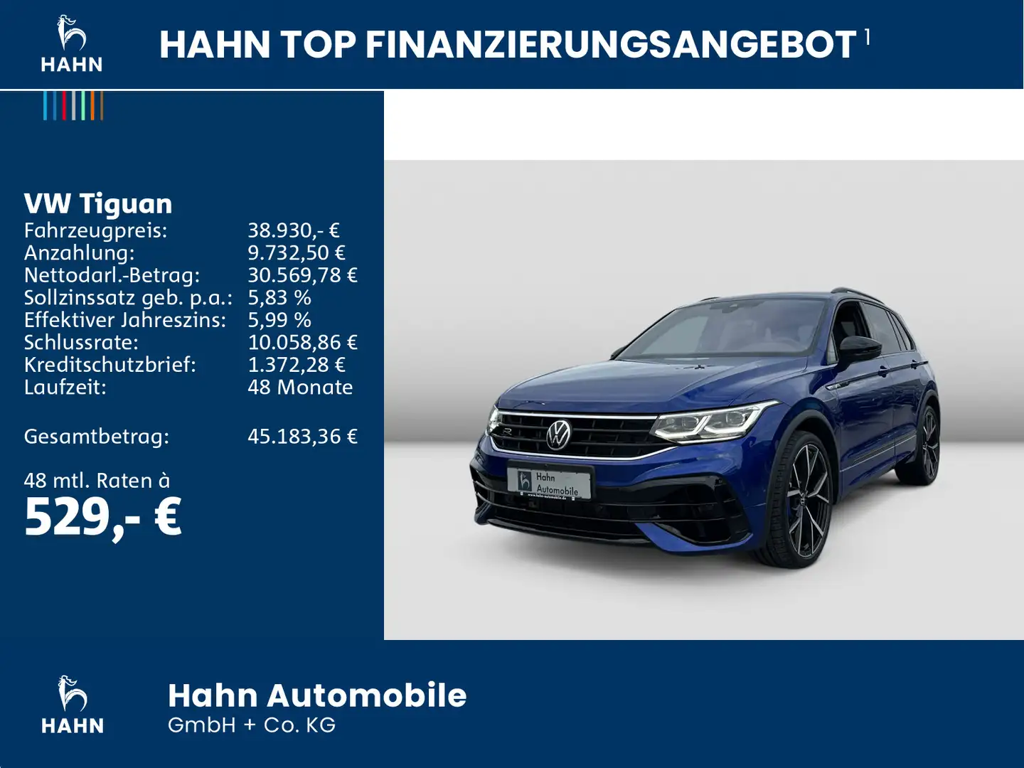 Volkswagen Tiguan R 2.0TSI DSG 4Motion AHK Akra AreaView Blau - 2