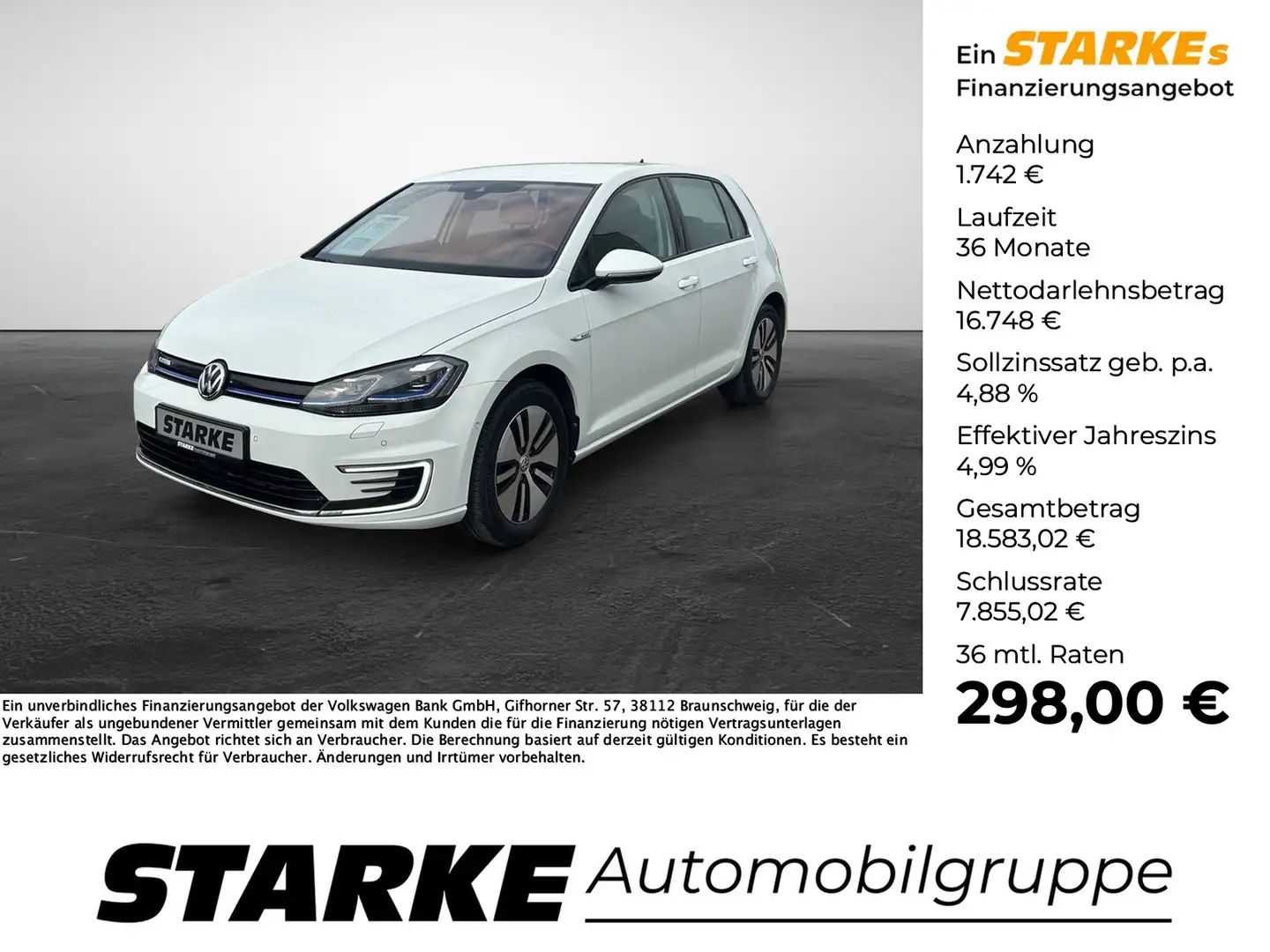 Volkswagen e-Golf Blanc - 1