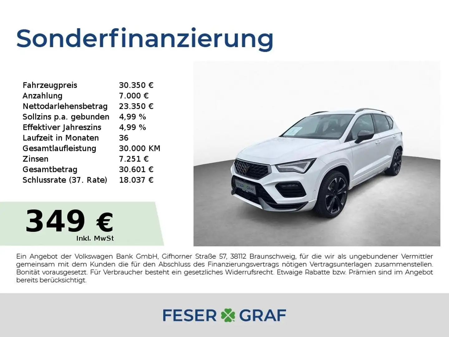 CUPRA Ateca VZ 2.0 TSI DSG 4DRIVE NAVI TOPVIEW SHZ Weiß - 1