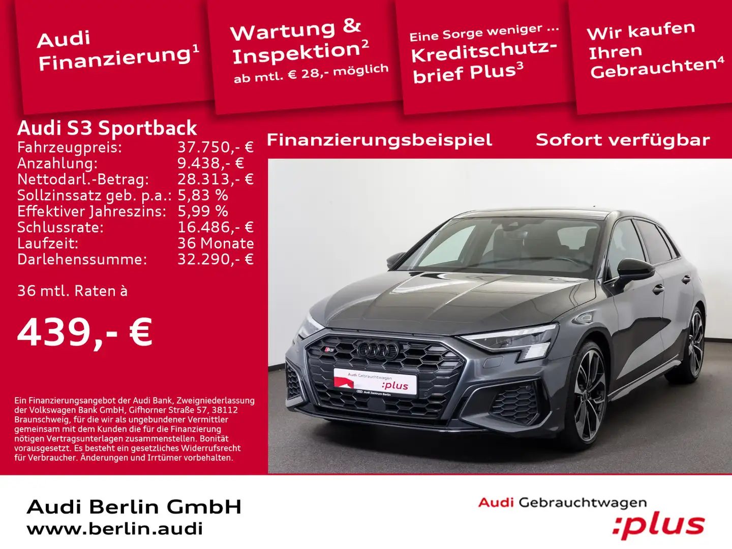 Audi S3 TFSI S tr. RFK PDC NAVI MATRIX B&O Grau - 1