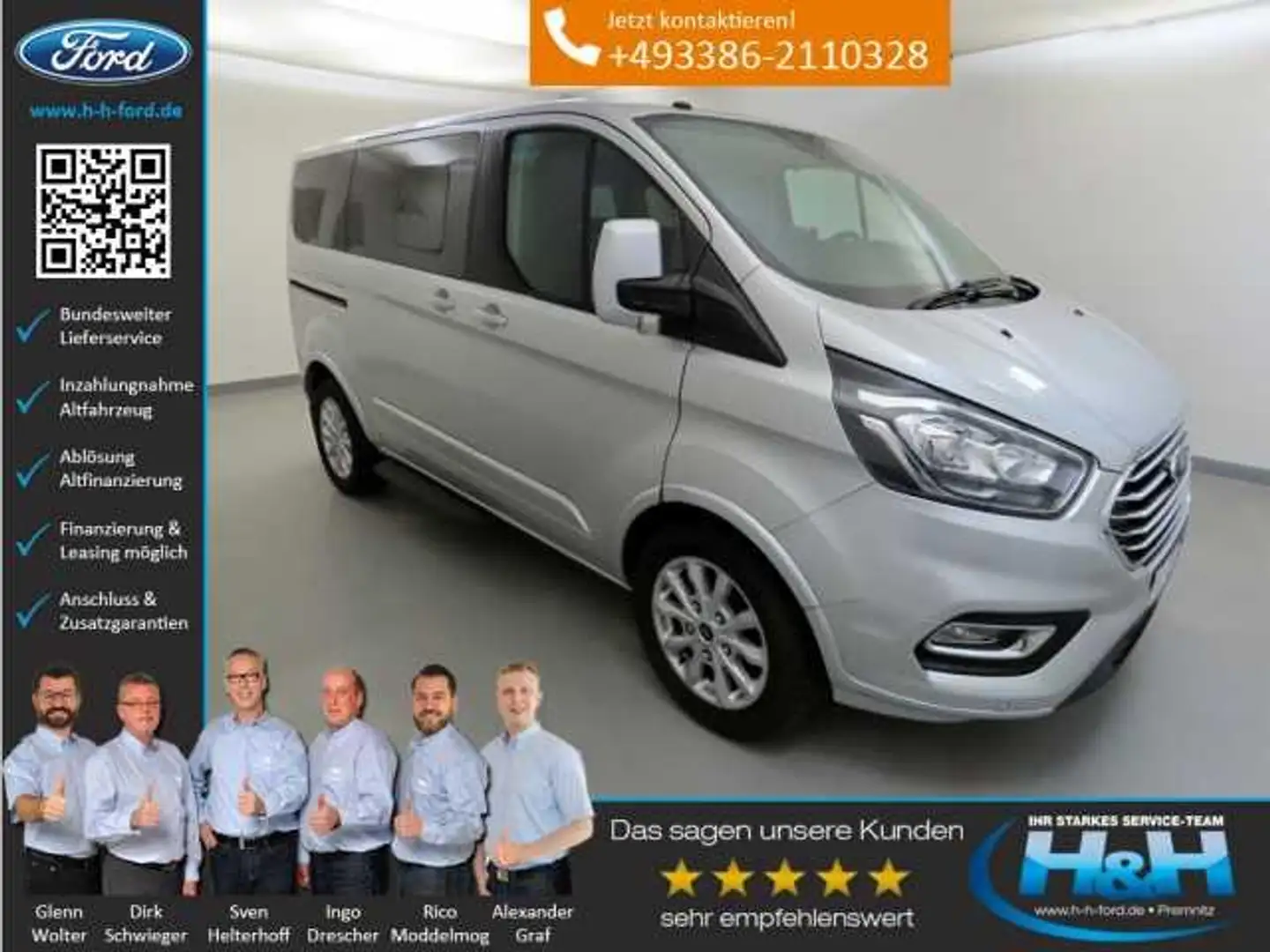 Ford Tourneo Custom 2.0 Aut Titanium L1 AHK+Standhzg Silber - 1