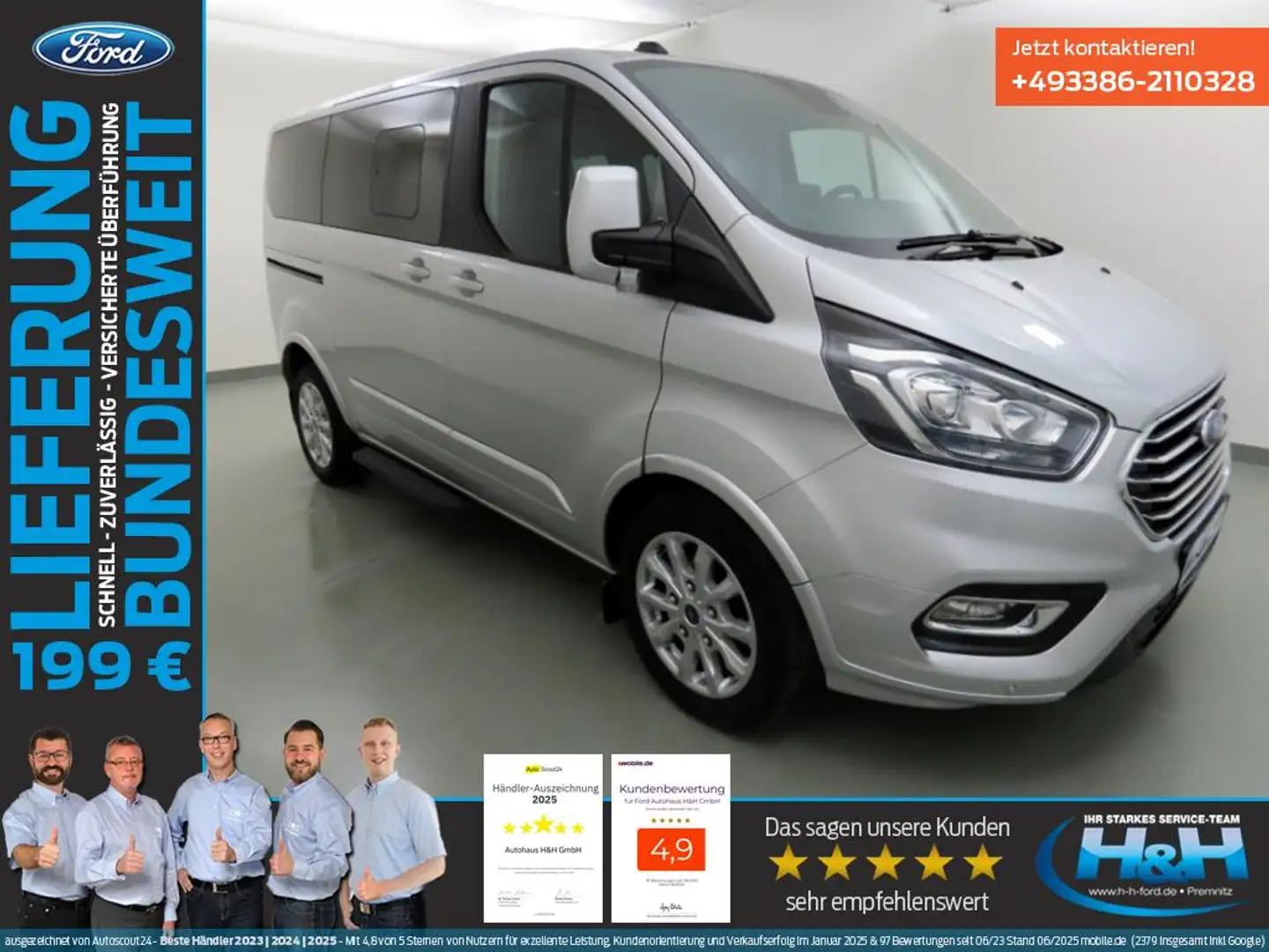 Ford Tourneo Custom 2.0 Aut Titanium L1 AHK+Standhzg Argintiu - 1