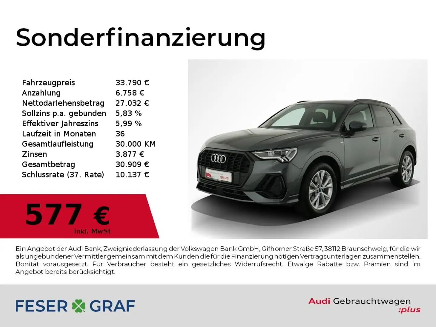 Audi Q3 S line 35 TFSI S tronic LED/ Navi Plus/ Rückfahrka Grau - 1