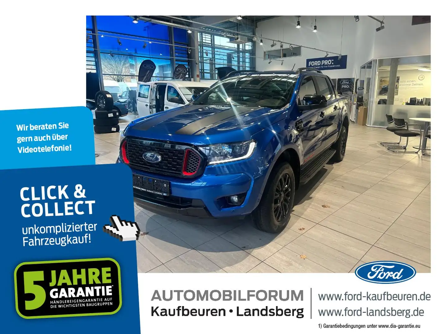 Ford Ranger 2.0 TDCi Panther DoKa ACC AHK LED Navi Blau - 1