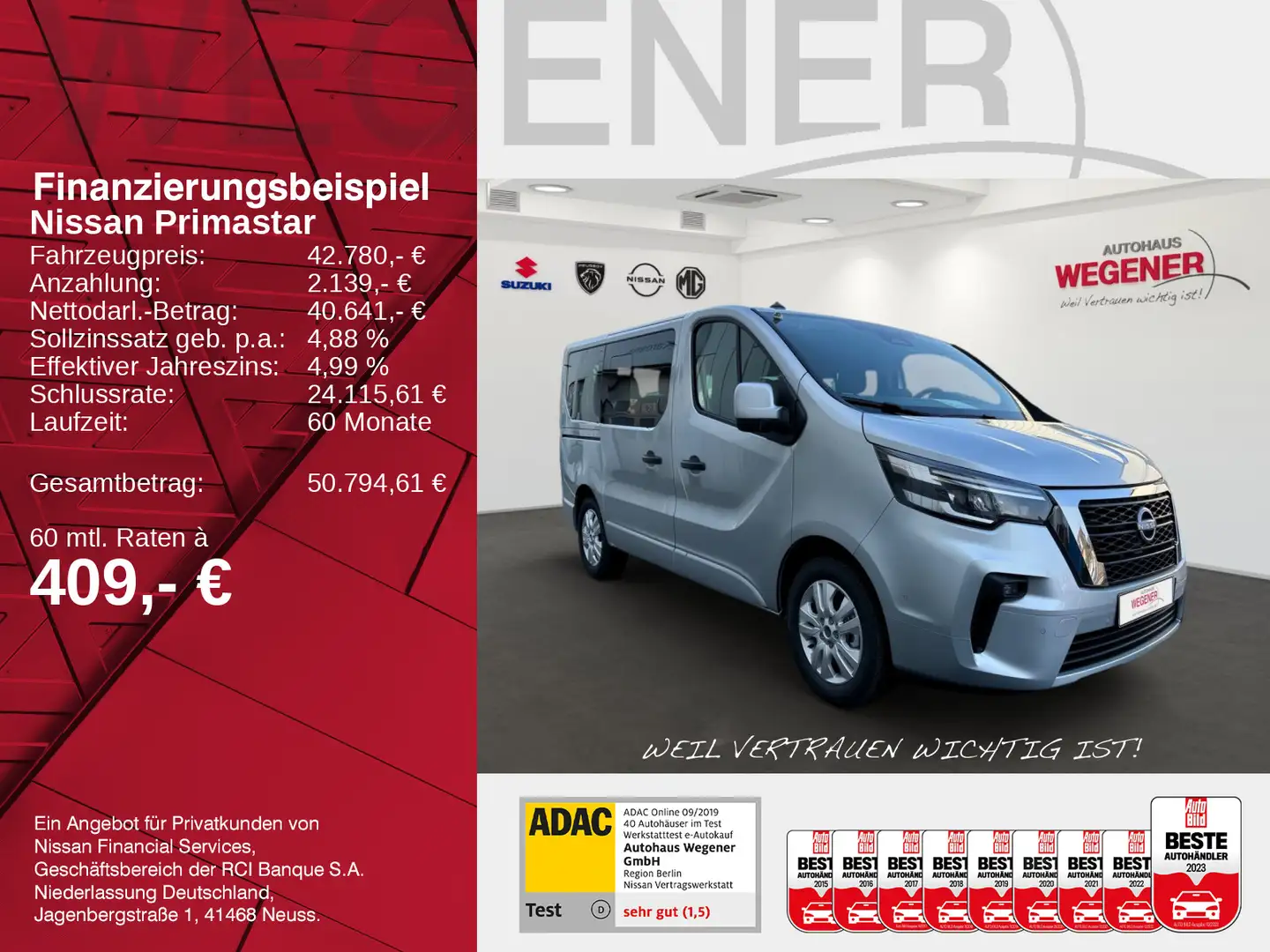 Nissan Primastar PRIMASTAR KOMBI TEKNA L1H1 8-SITZER NAVI KAMERA Grau - 2
