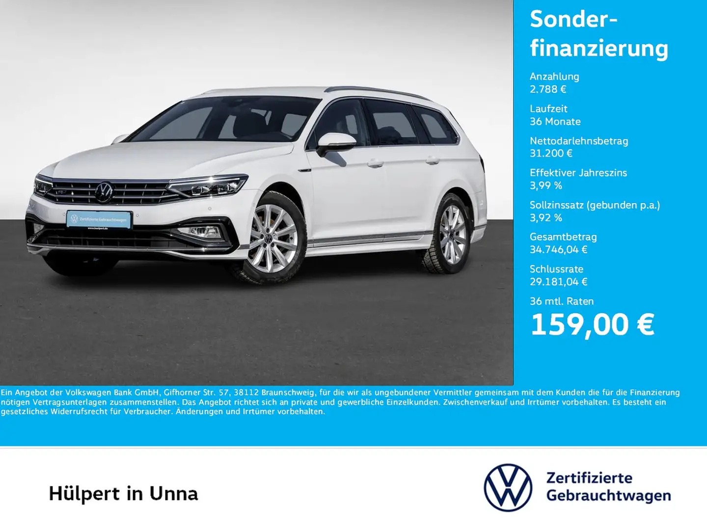 Volkswagen Passat Variant 2.0 R-LINE LEDER STANDHZ AHK LM19 Bianco - 1