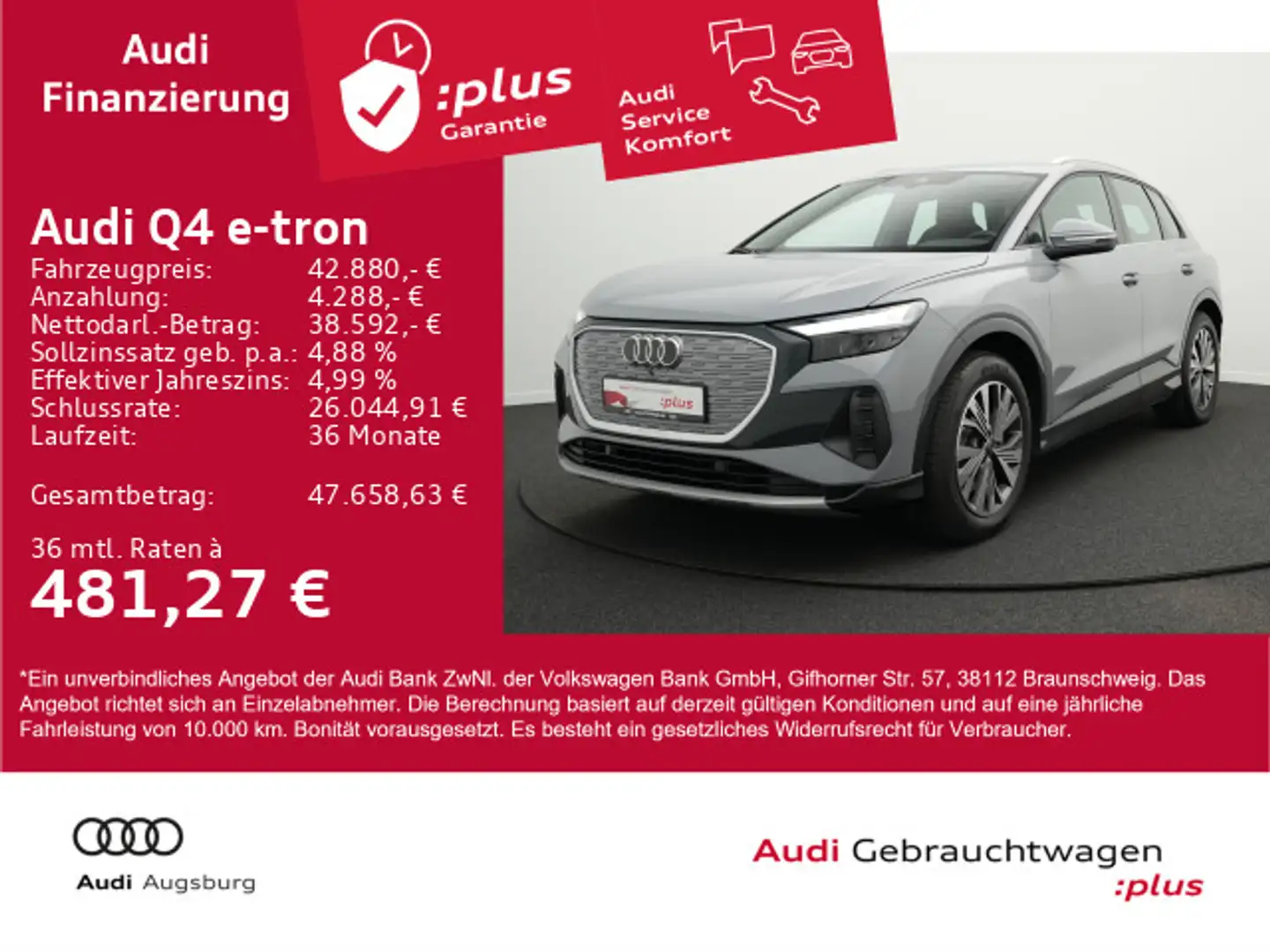 Audi Q4 e-tron 45 *ACC*NAVI*VIRTUAL*LED*8fach bereift Grau - 1
