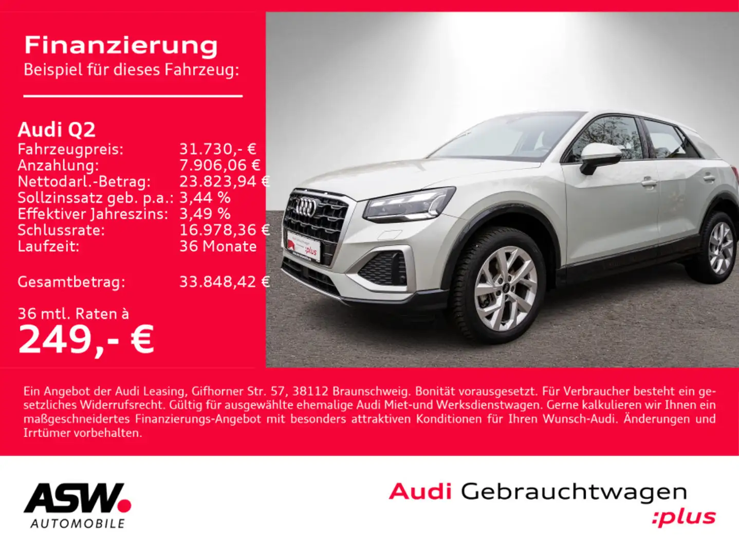 Audi Q2 advanced 35TFSI Stronic NAVI MATRIX AHK ACC Silber - 1