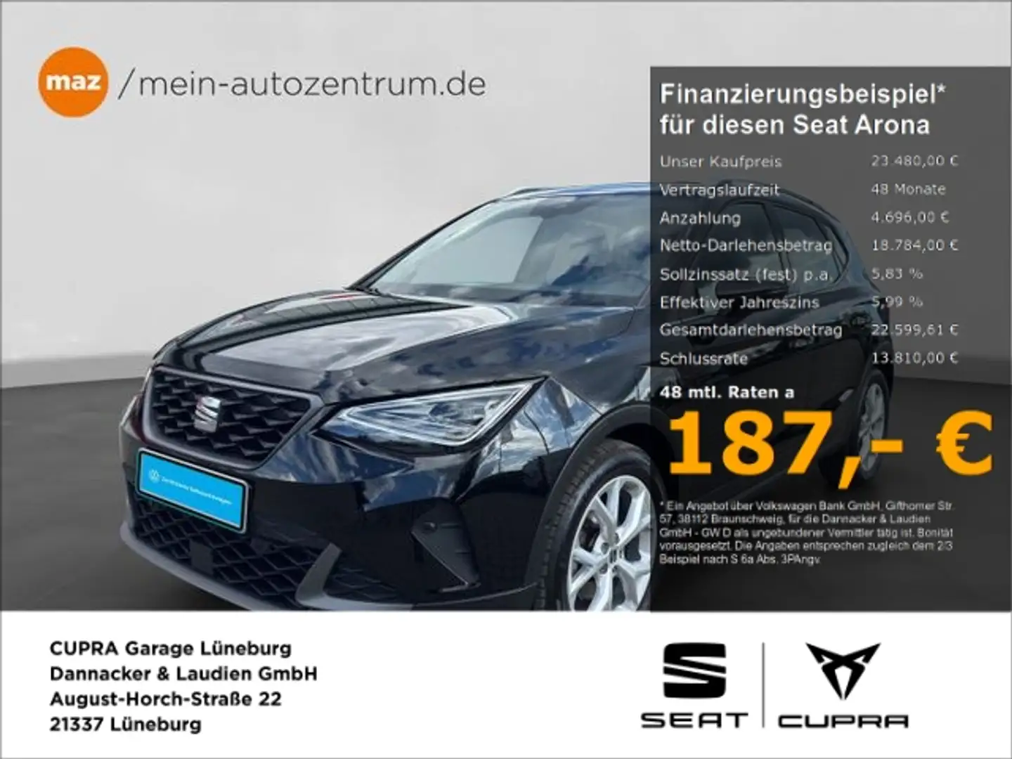 SEAT Arona 1.5 TSI FR Alu LED AHK Navi ACC Sitzheizun Schwarz - 1