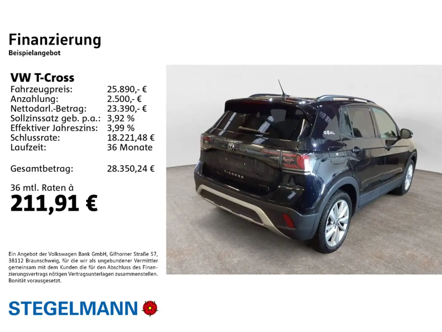 Volkswagen T-Cross 1.0 TSI DSG Goal *AHK*Navi*LED* Schwarz - 2