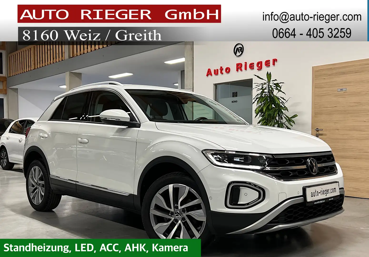 Volkswagen T-Roc Style 1,5 LED, ACC, AHK, Standheizung, GARANTIE Weiß - 1