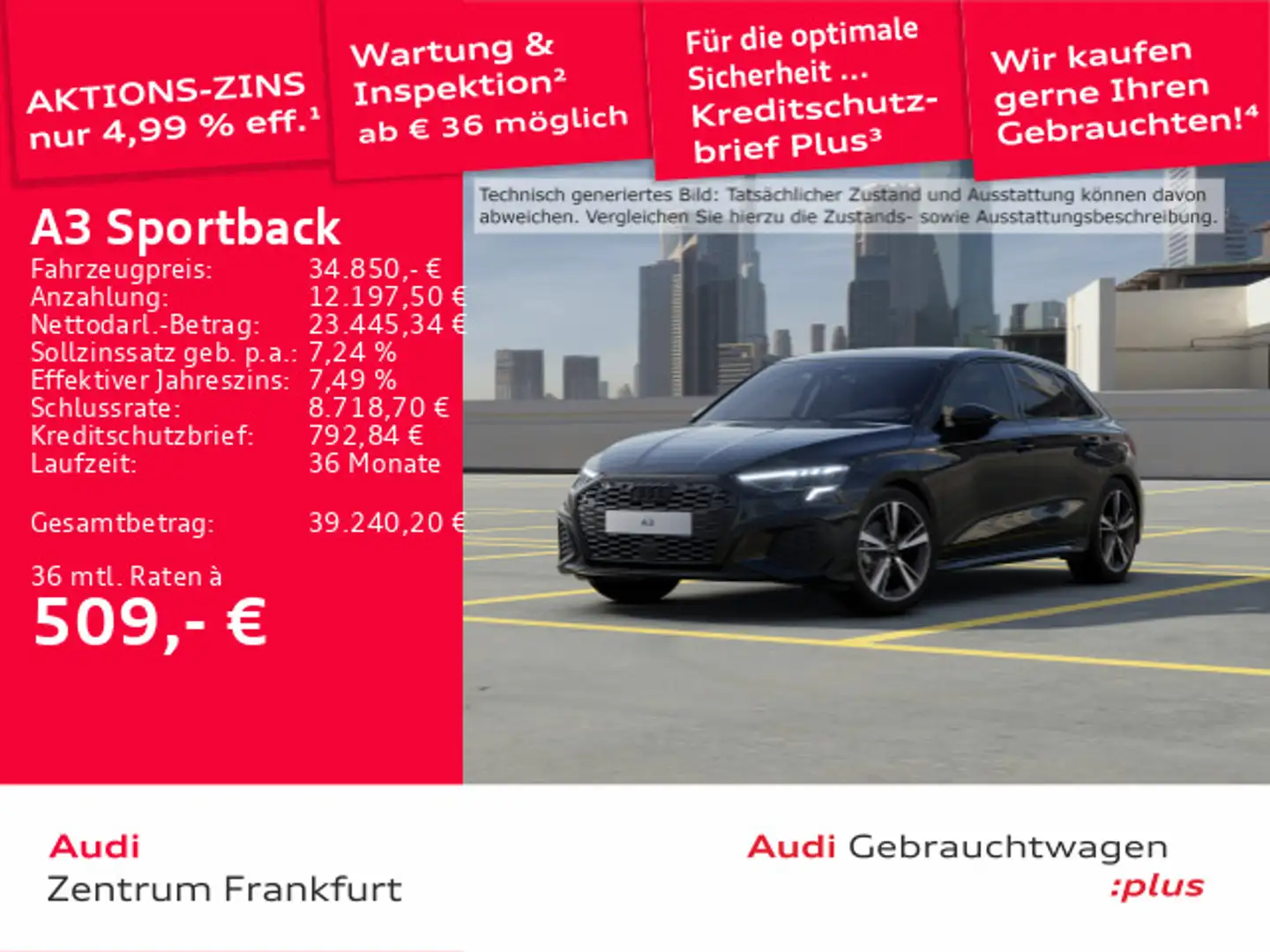 Audi A3 35 TFSI S tronic S line LED Navi Pa Schwarz - 1