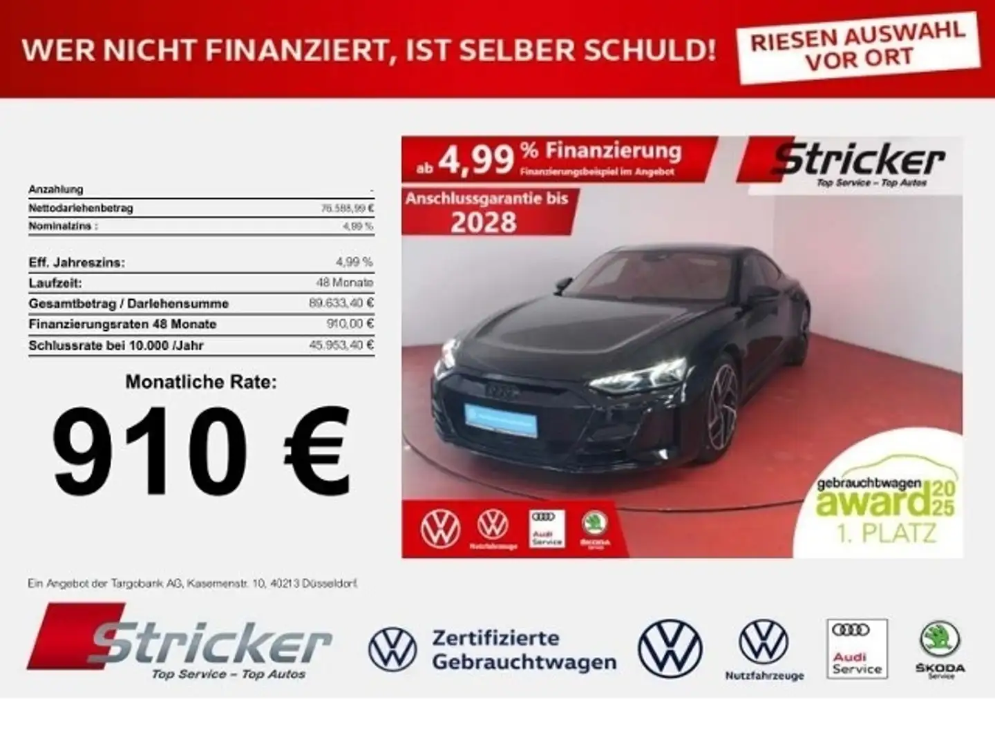 Audi RS e-tron GT quattro 910,-ohne Anzahlung B&O Top-Sport Schwarz - 1