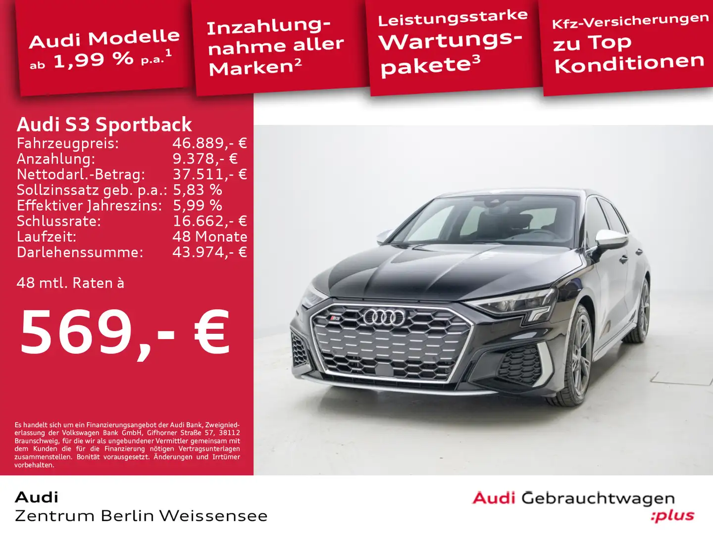 Audi S3 2.0 TFSI S-TRO*QU*LED*HUD*LEDER*RFK Schwarz - 1