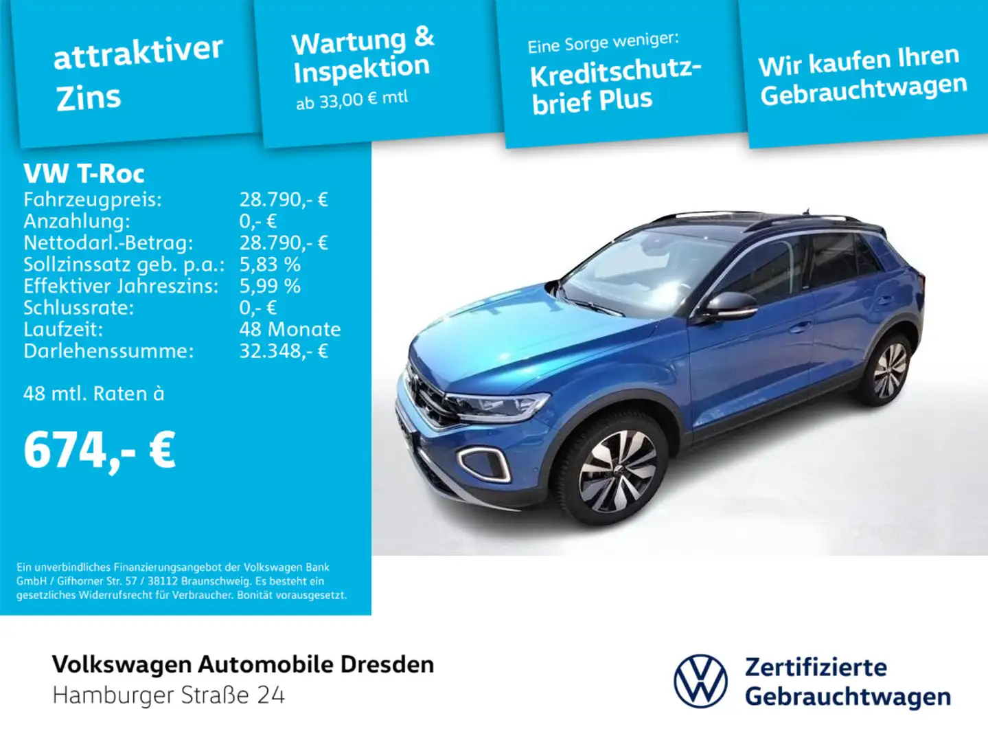 Volkswagen T-Roc Life 1.5 TSI 7-Gang-DSG Bleu - 1