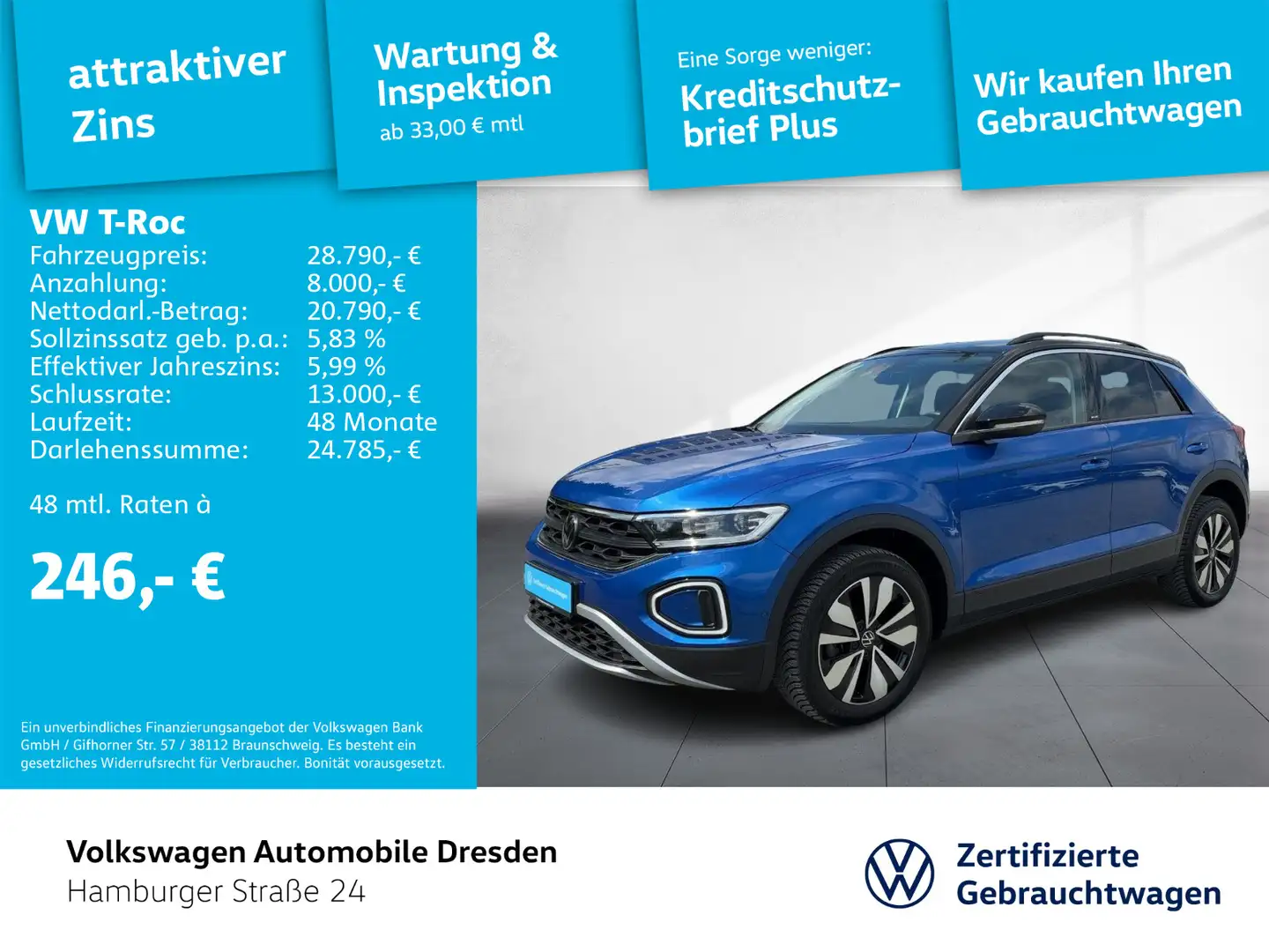 Volkswagen T-Roc MOVE 1.5 TSI DSG LED PDC APP TRAVEL Blau - 1