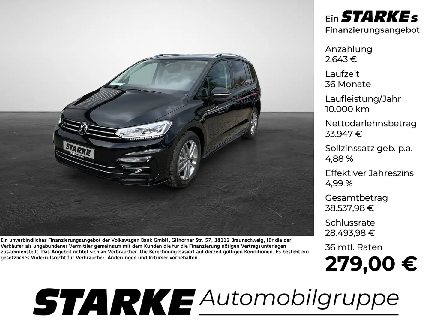 Volkswagen Touran 1.5 TSI DSG Comfortline R-Line Exterieur 7-Sitzer Schwarz - 1